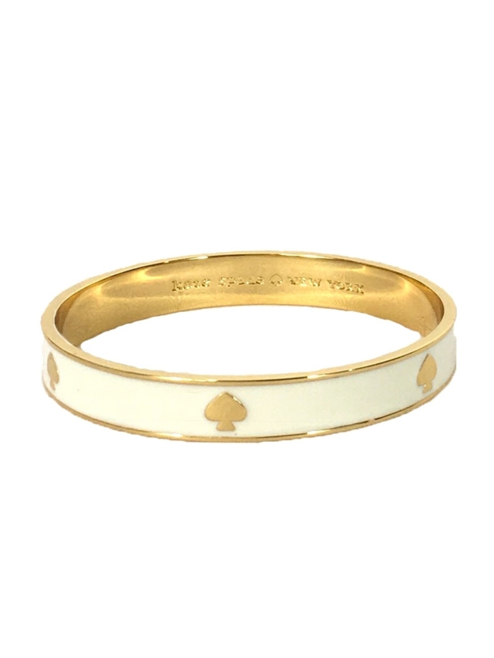 NWOT kate spade cream and gold enamel spade bangle bracelet